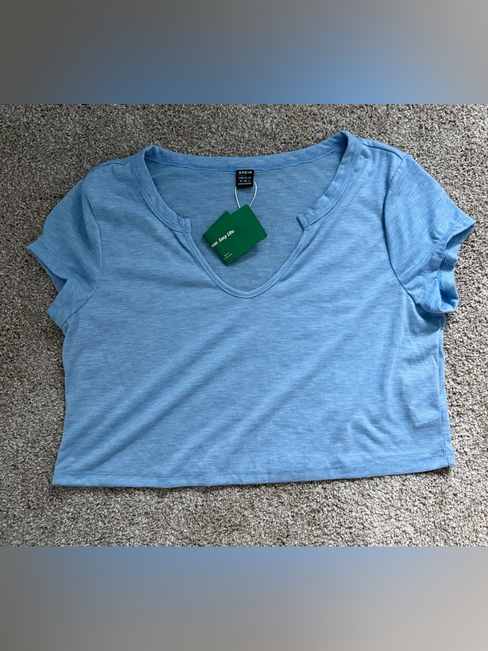 Shein Light Blue V-Neck Crop Top